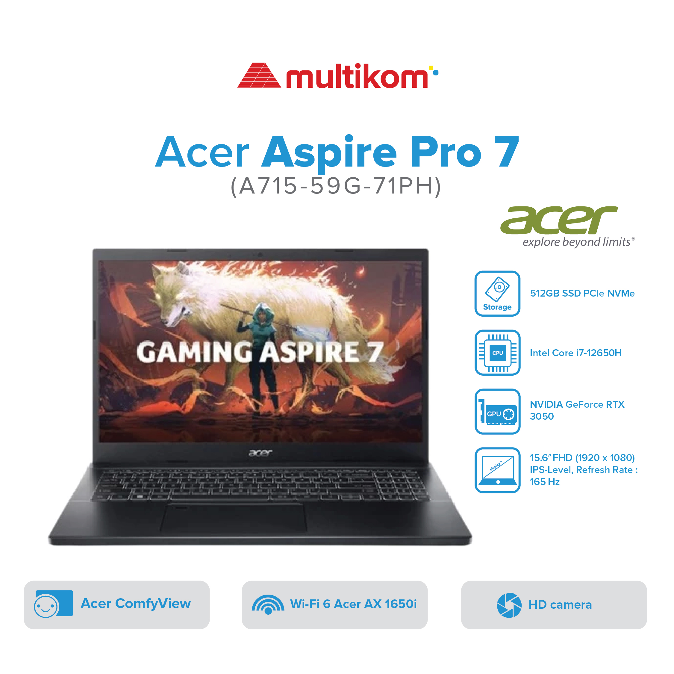 ACER ASPIRE 7 A715-59G-71PH i7-12650H