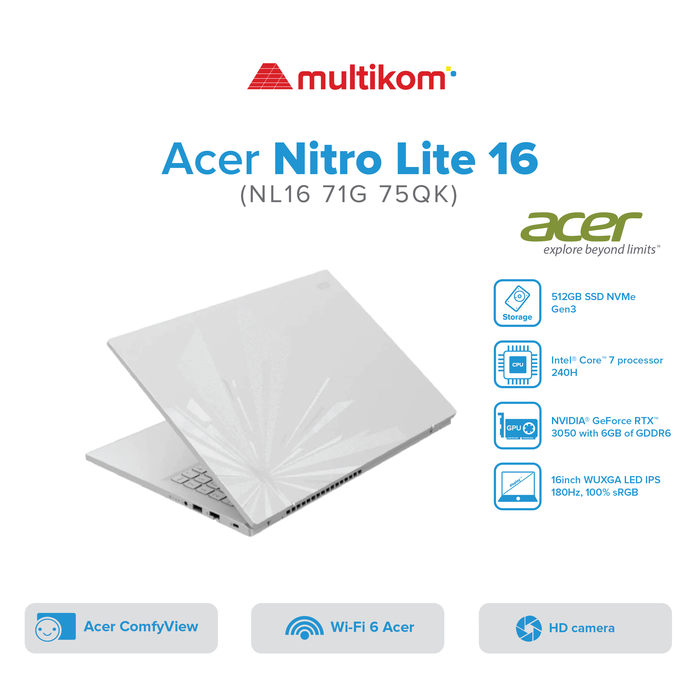 Acer Gaming Nitro Lite NL16 71G 75QK Intel Core 7 240H RTX3050