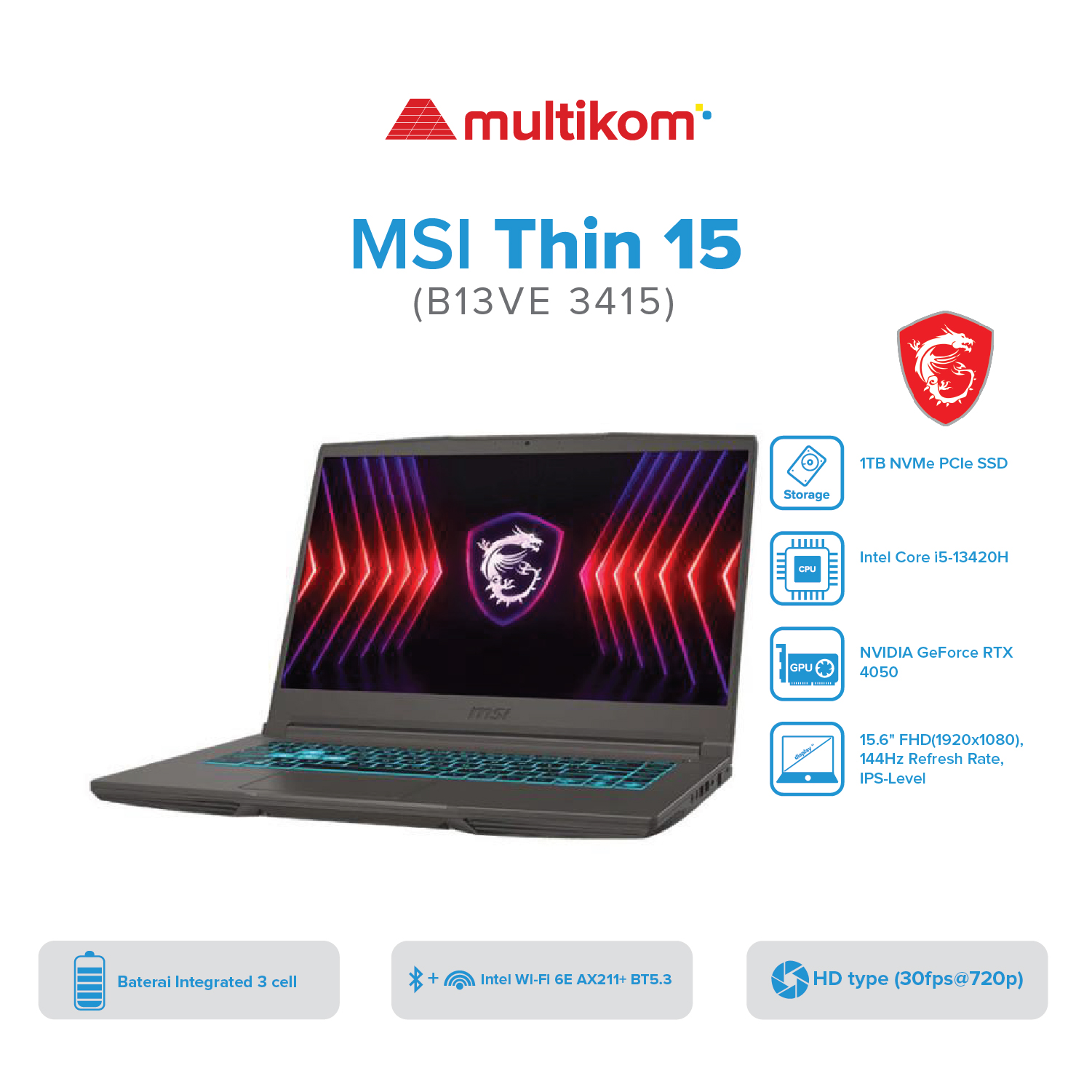 MSI Thin 15 B13VE 3415 i5 13420H