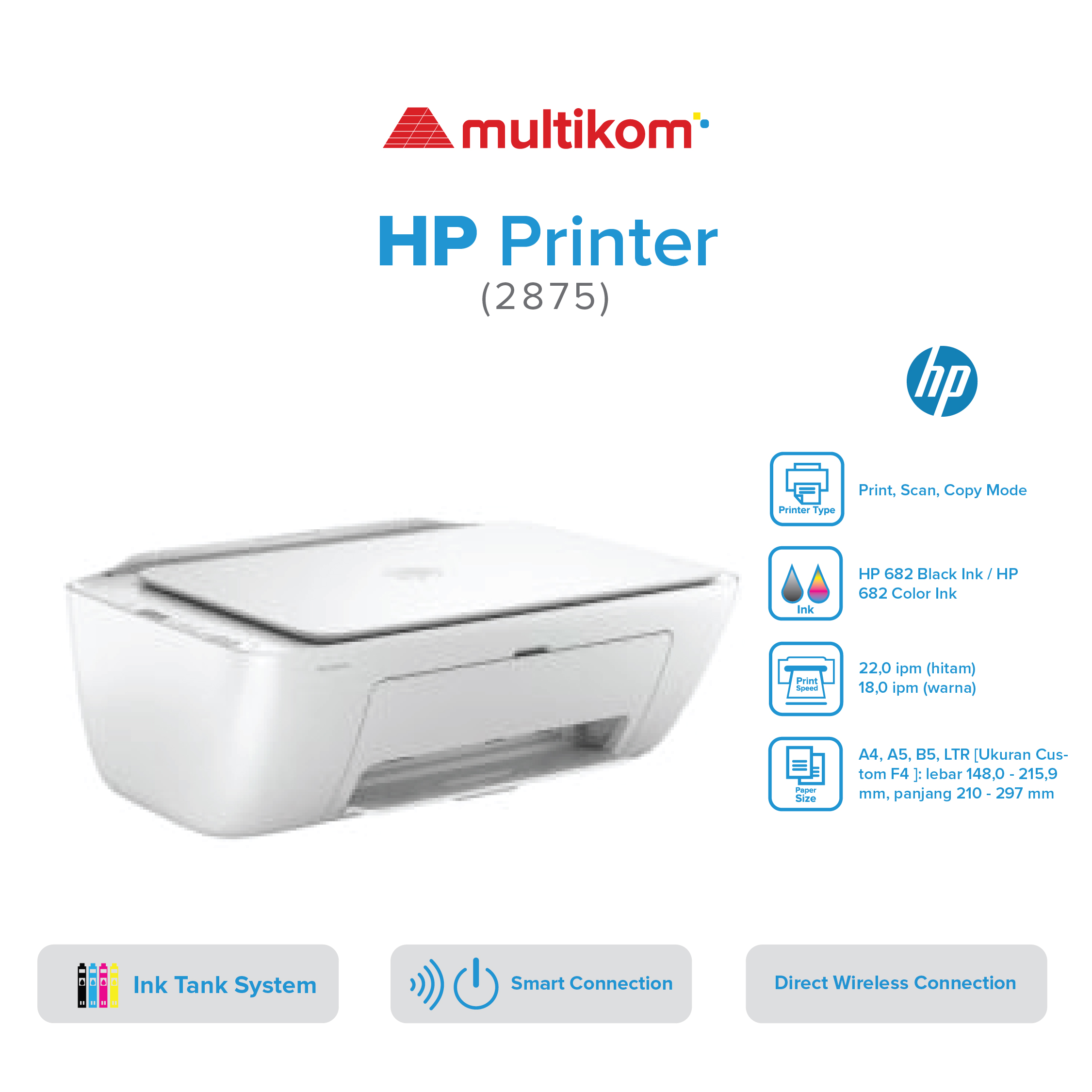 Printer HP 2875 Ink Advantage Deskjet All In One Print,