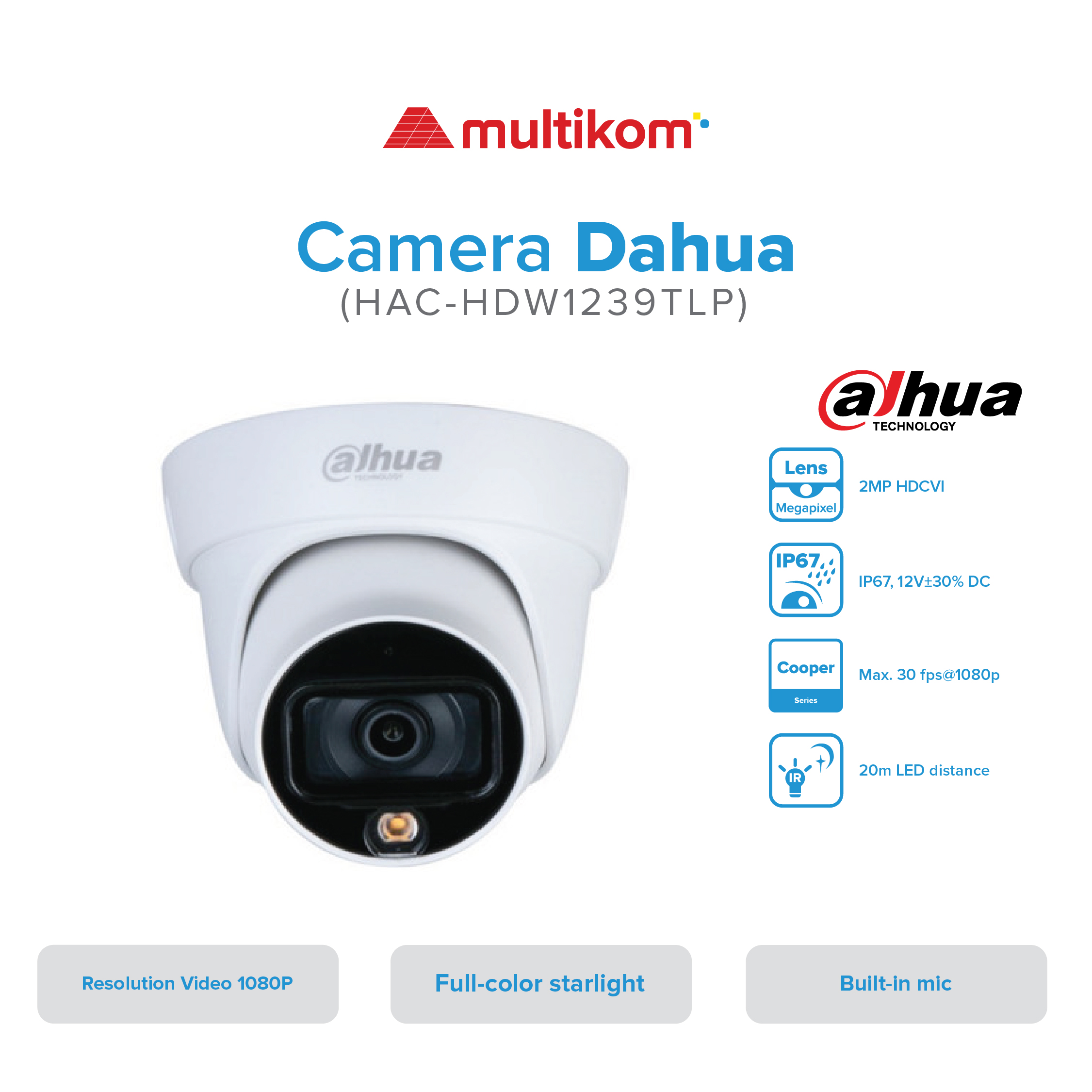 CAMERA DAHUA HAC-HFW1239TLMP-A-LED