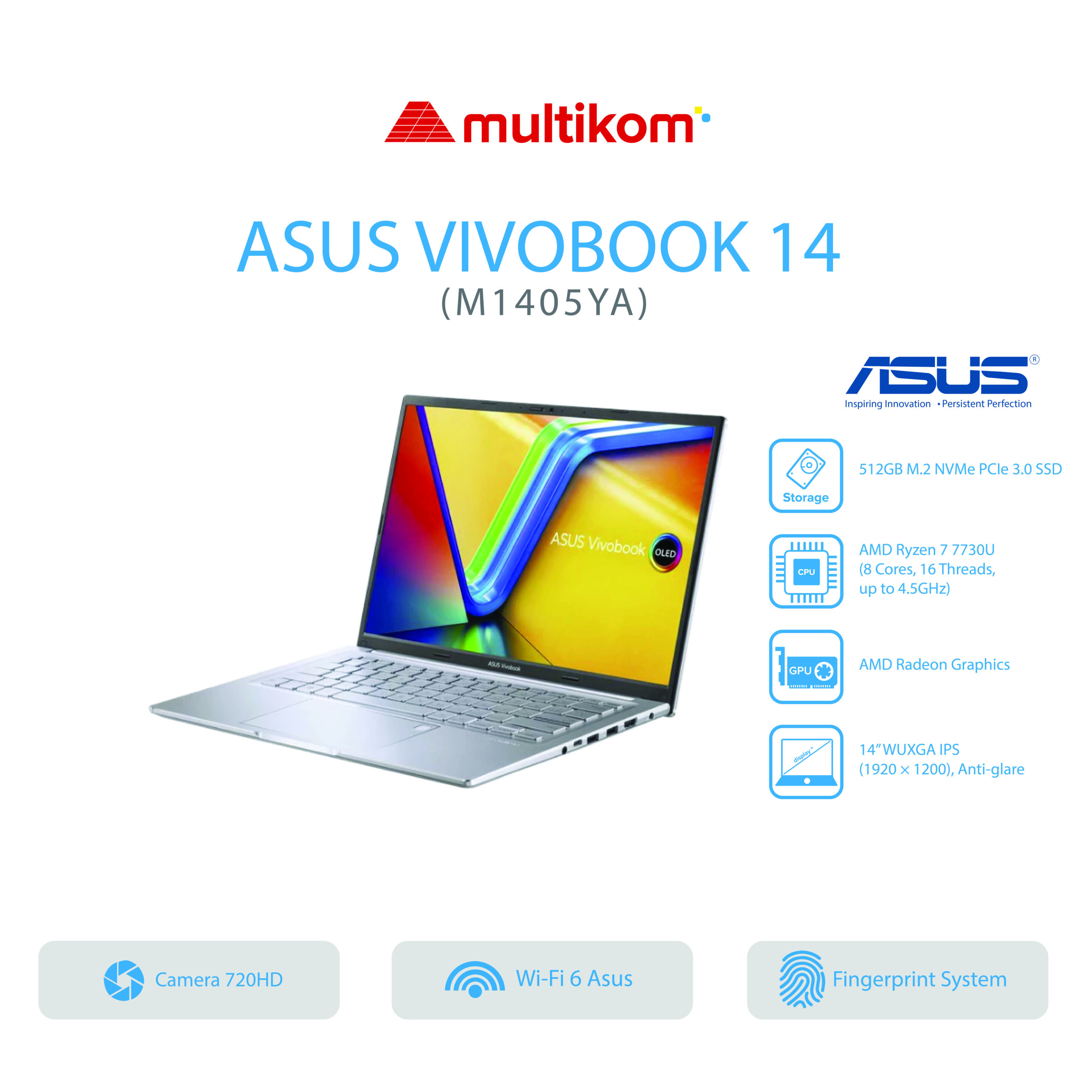 Asus Vivobook 14 M1405YA-VIPS751 VIP752 Ryzen 7-7730U16GB/512GB SSD/14″ WUXGA IPS/Win 11 Home