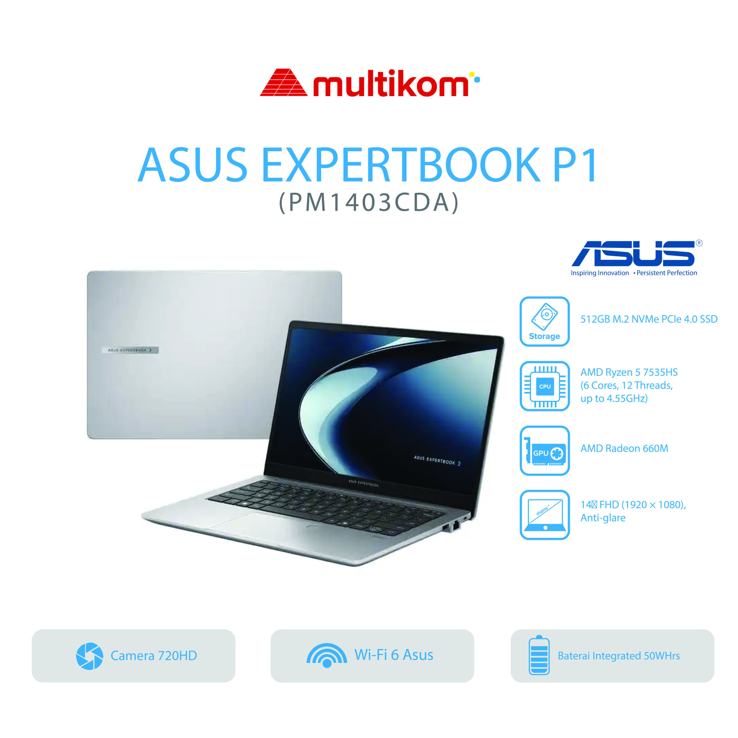 Asus ExpertBook PM1403CDA-S65150WS (R5-7535HS|RAM 16GB|SSD 512GB|Win11|OHS24 365)