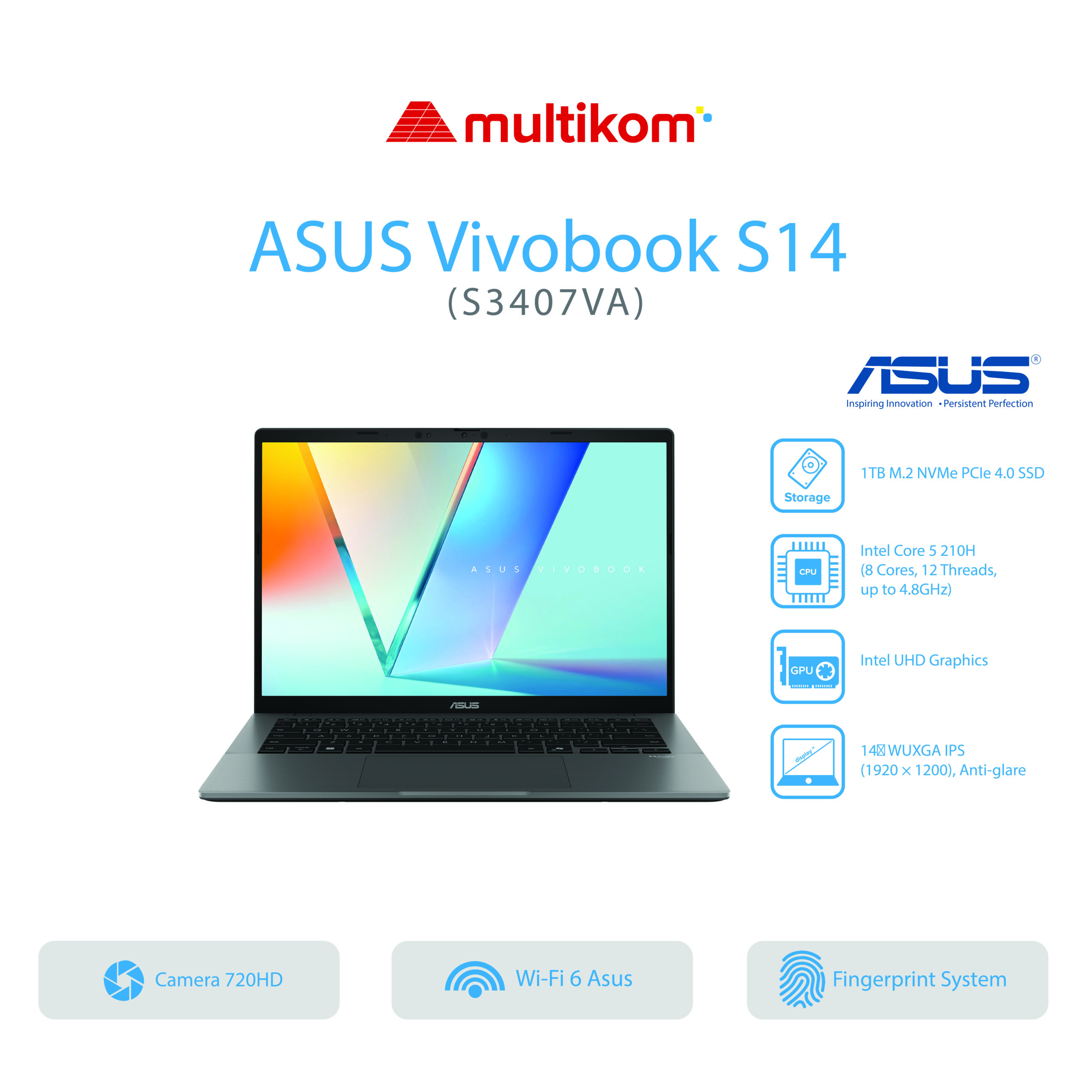 ASUS VIVOBOOK S3407VA-VIPS5111 5112 Core 5-210H 16GB SSD 1TB 14″WUXGA W11+OH2024+M365