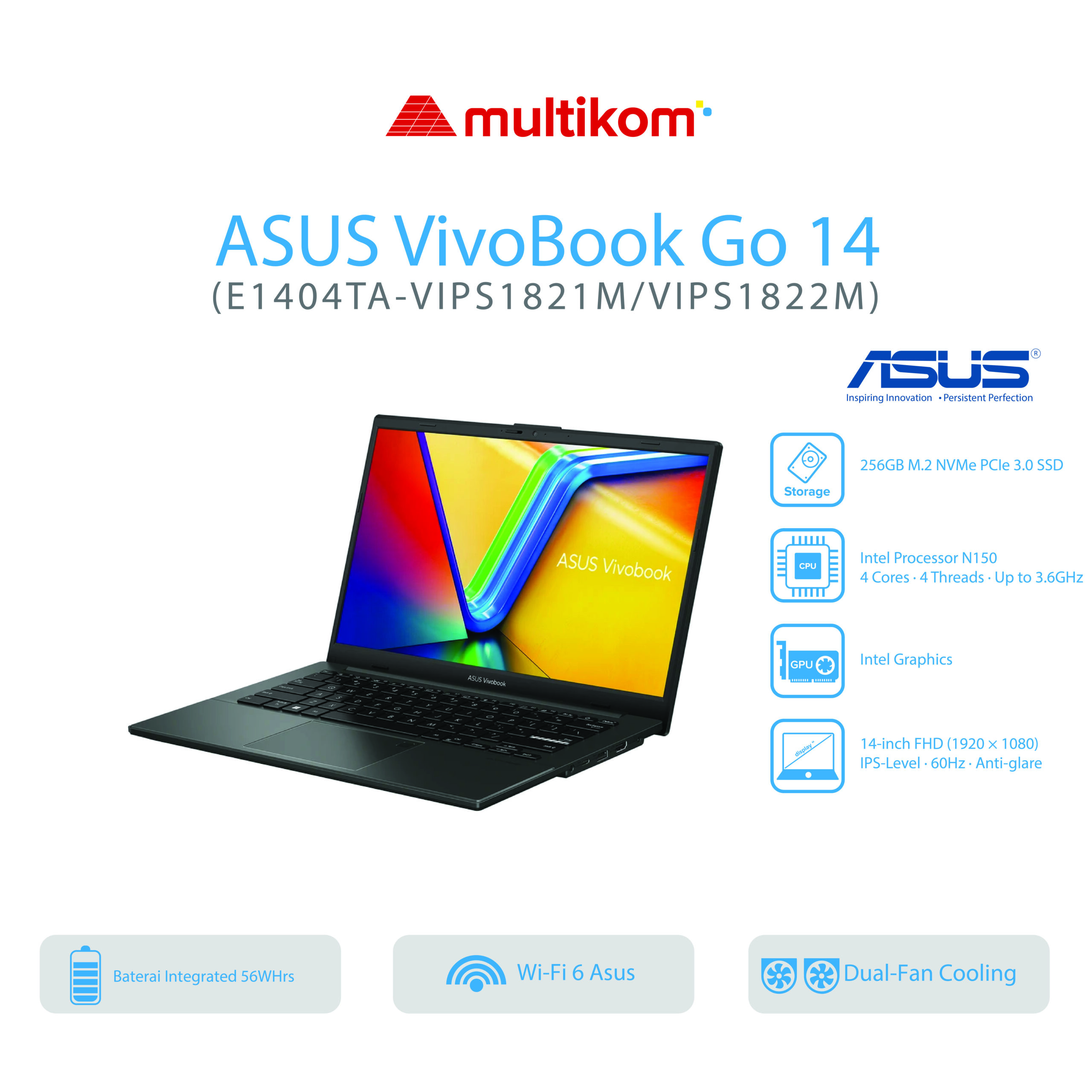 ASUS E1404TA VIPS1821M VIPS1822M N150 8G 256GB SSD 14INCH FHD W11