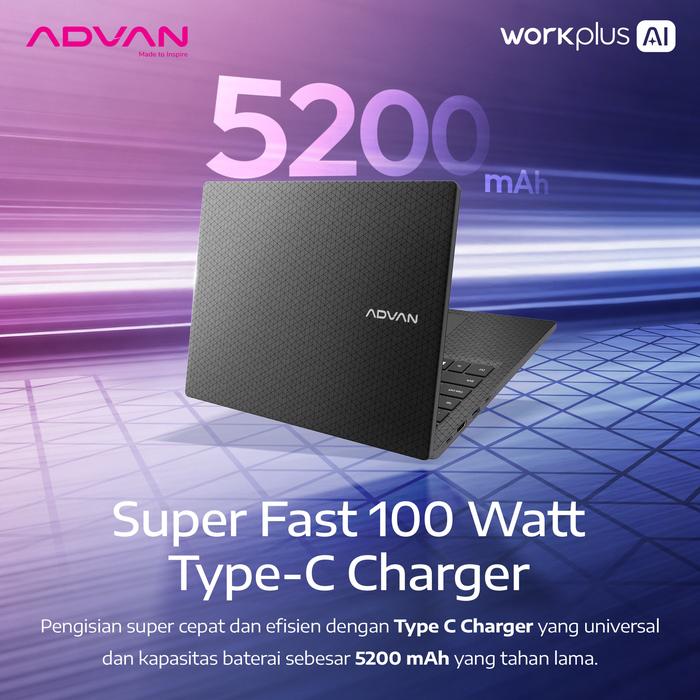 ADVAN Workplus AI Ryzen 7 255 8GB 512GB 14inch FHD+ 16:10 IPS W11 Dual Cooling - Image 3