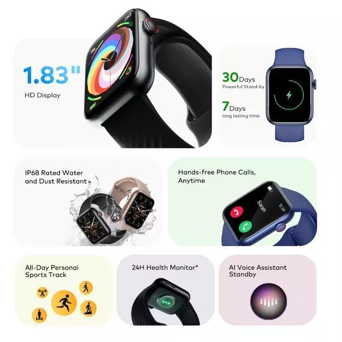 ITEL SMARTWATCH SONES NATIVE STORM PANGGILAN BLUETOOTH | IP68 TAHAN AIR WARNA NAVY - Image 2