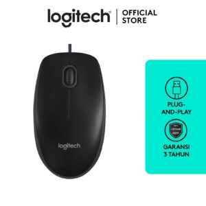 Logitech B100 Mouse Kabel USB Optical untuk Computer/ Komputer