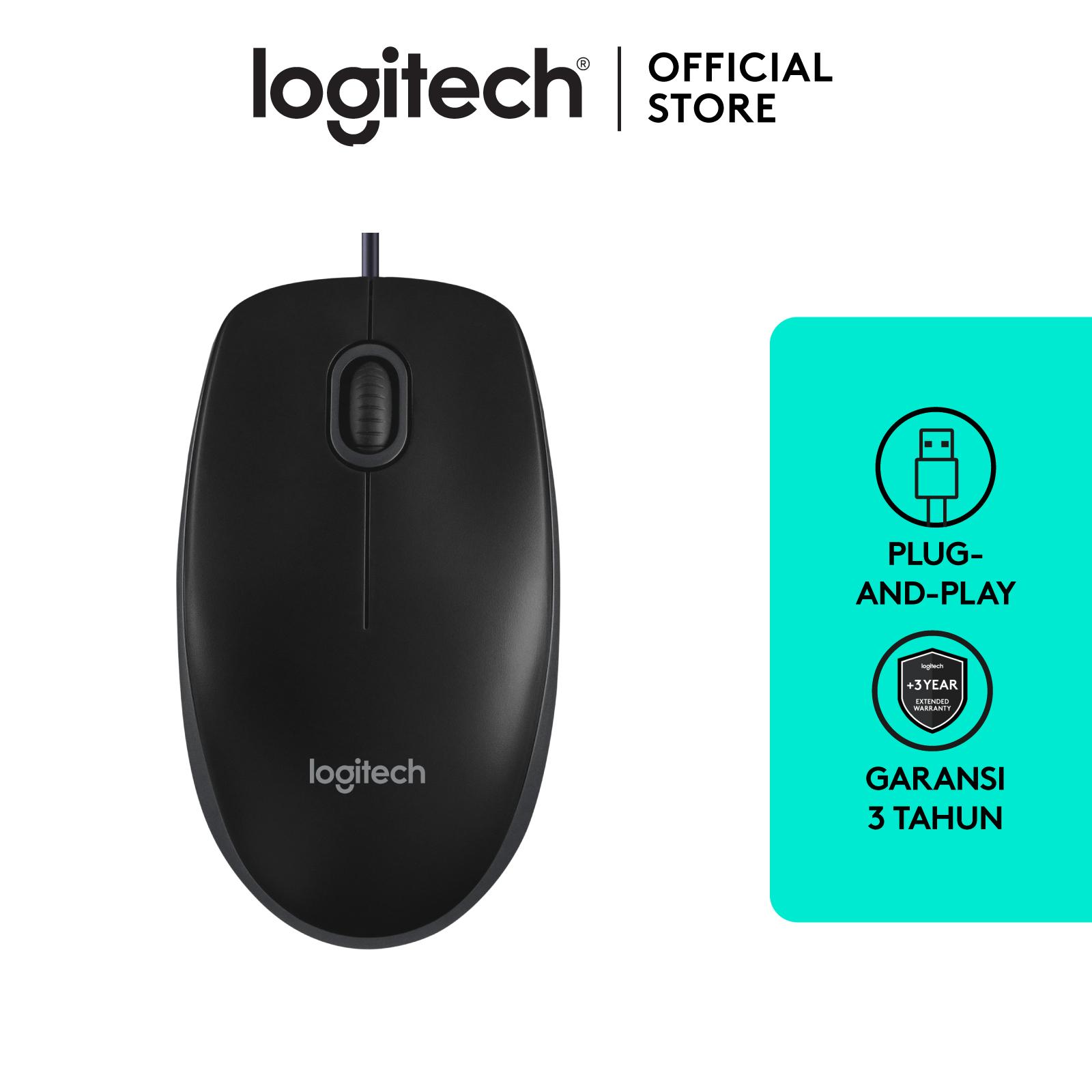 Logitech B100 Mouse Kabel USB Optical untuk Computer/ Komputer